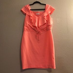 Calvin Klein Coral Cinched Waist Dress